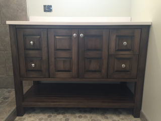Stained Maple Vanity With Center Rail Doors