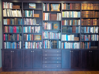 Floor-to-ceiling bookshelves