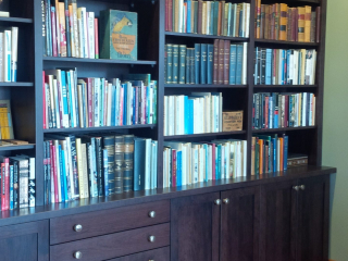 Floor-to-ceiling bookshelves
