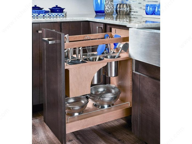 Pull-Out Knife Block with Storage Bins and Shelving